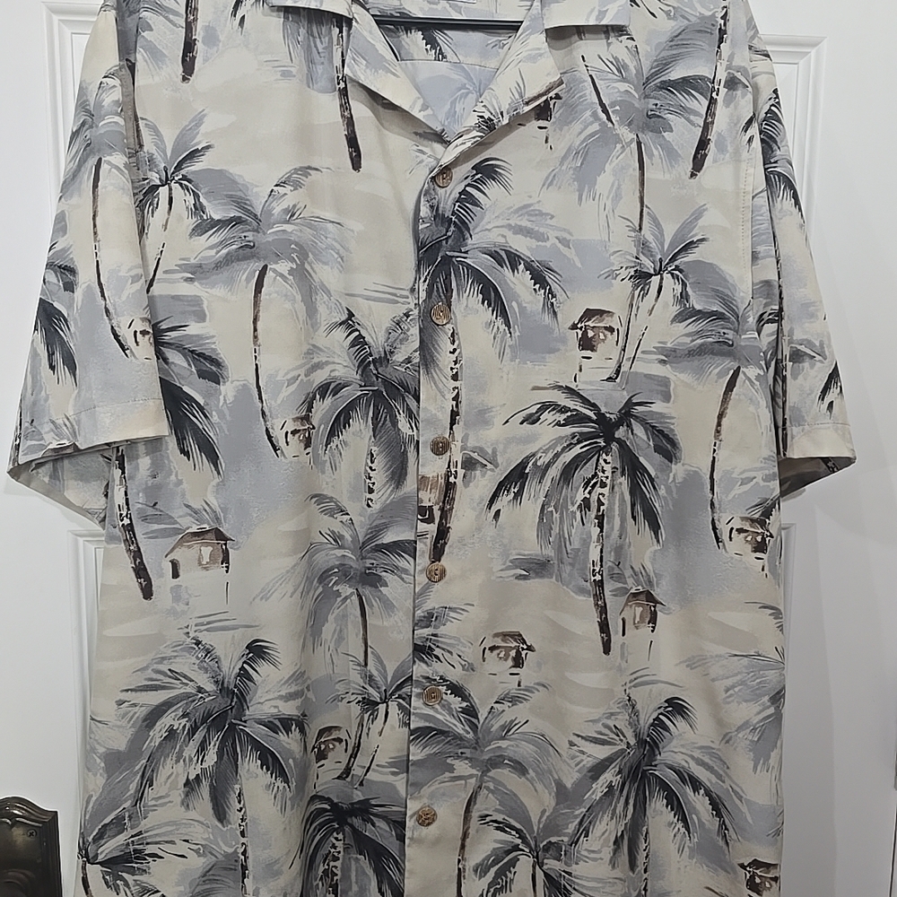 Carribean Mens Tropical Palm Tree Button-Up Shirt Size XL‎
